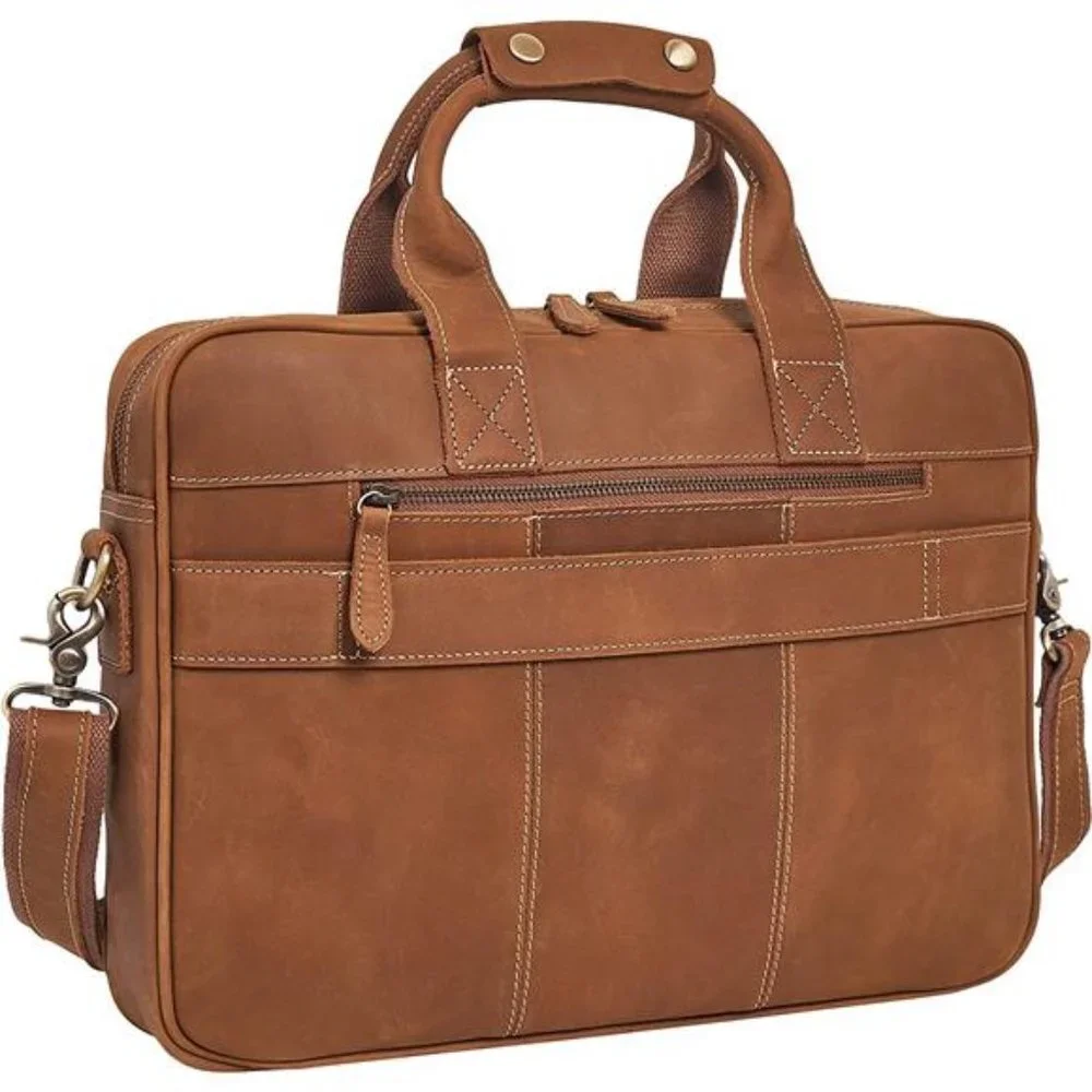 Men's Handcrafted Leather Laptop Bag, Light Brown, Fits 15.6
